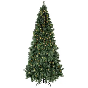 6 Foot Pre-Lit Advanced Hinged Artificial Christmas Tree, Home Office Decor, 800 Branch Tips, 200 Lights, Stable Metal Stand, Foldable Base