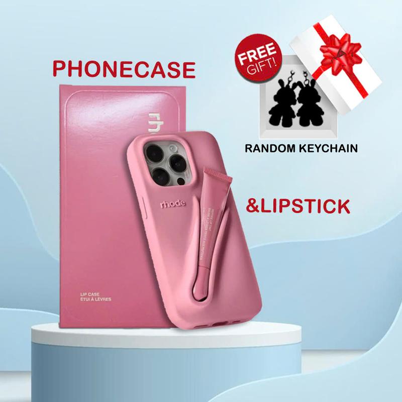 Stylish Rhode Lipstick Holder Phone Case for iPhone 11–17 Pro Max Plus – Soft Silicone Shockproof Protection with Luxury Beauty Design