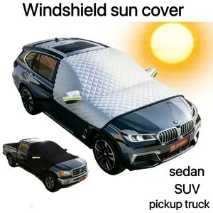 Windshield Sun Visor  for sedans, SUVs, and pickup trucks 5-layer reinforced fabric: UV protection, sun protection, waterproof, dustproof, Features 12 built-in magnets for easy installation  Suitable for all seasons Car sun visor