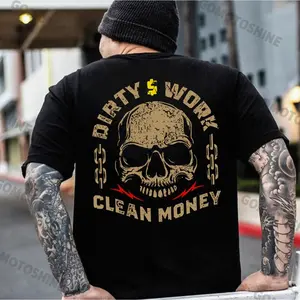 DIRTY WORK CLEAN MONEY Skull Print Men's T-Shirt