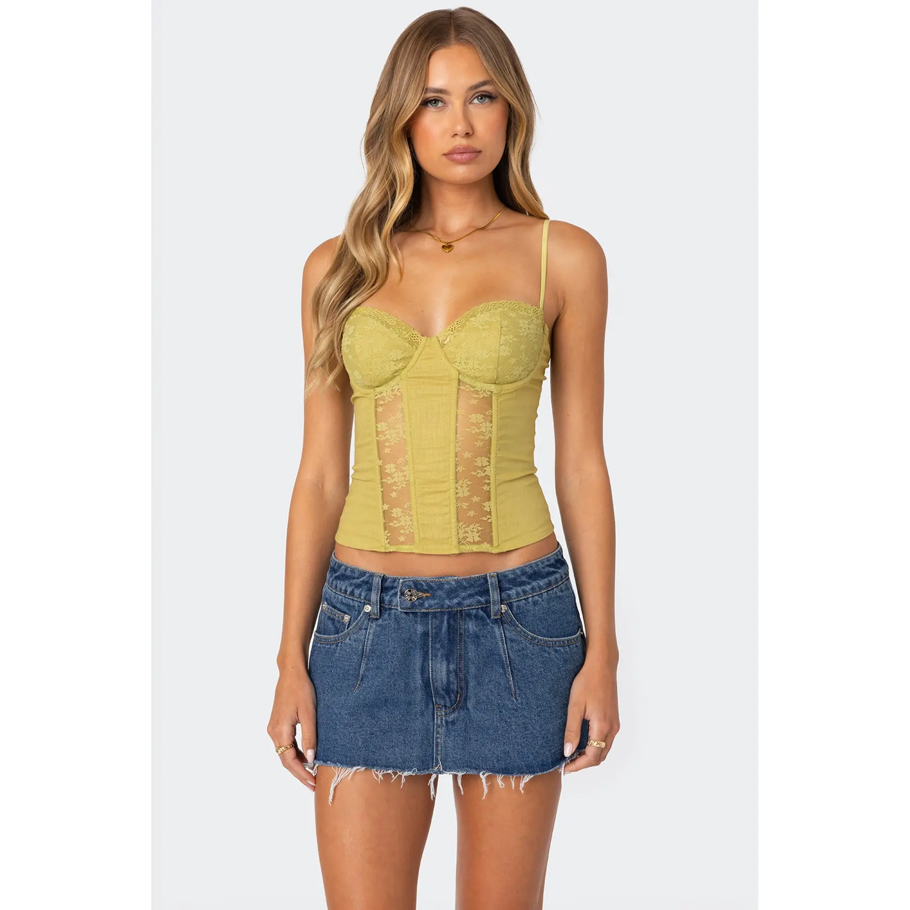 Avena Linen Look Lacey Corset Avena Linen Look Lacey Corset