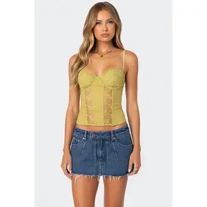 Avena Linen Look Lacey Corset