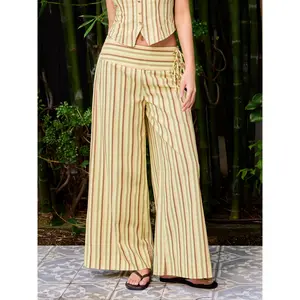 Cider Cotton-blend Striped Knotted Wide Leg Trousers SwimWeek