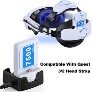 Head Strap for Meta Quest 3&Quest 2,Double Knobs Adjustable Elite Strap Replacement,VR Headset Accessories Strap Enhanced Support&Comfort&Reduce Pressure Extend Playtime for Oculus Quest 3/2 With 7200mAh Battery