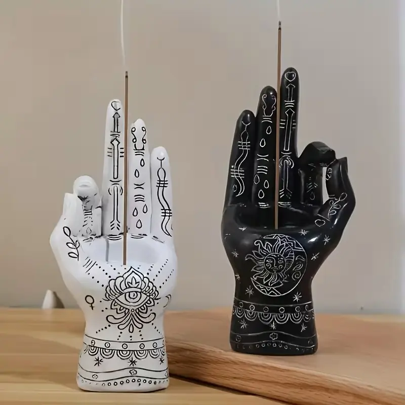 Black and White Hand-Designed Incense Holder, Intricate Patterns, Home Fragrance Decor for Aesthetic Home Supplies