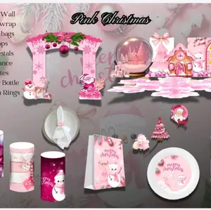 Printable Pink Christmas Party Template Bundle