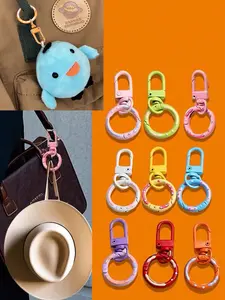 Candy Color Enamel Door Knob Spring Clip, Donut Keychain DIY Jewelry Accessory, Key Ring Bag Charm, Fun and Stylish Gift Idea
