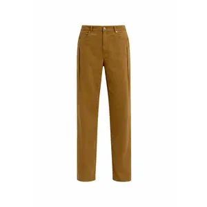 Garment Dyed Stretch Twill Tuck Pant - Brown