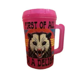 First of all, I’m a delight-34oz Trucker Mug - Perfect for Your Morning Drinks - Drinkware, Cup Reusable Tumbler Washable Coffee Beverage Lid Stylish- snarky mug- humor mug Reuse