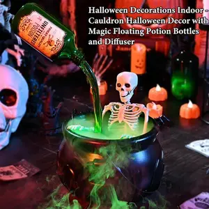 Burning Witch Cauldron Halloween Gift, Unique Indoor Decoration, Home Fire Theme Bucket, Desk & Fireplace Decorations