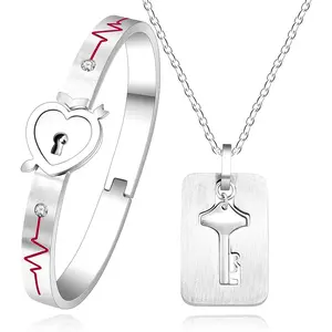 Shield Key Pendant Necklace and Lock Bracelet for Girls Boys Couple Necklace Bracelet Set for Men and Women Anniversary Birthday , You Hold the Key to My Heart Y473/Y474