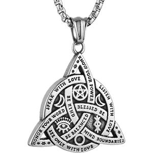 Hot Selling New Creative Viking Symbol Pendant Trendy Men's Personalized Necklace Fashionable Triangle Necklace16-24 Inches Chain