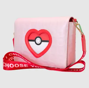 Vegan Leather Pinkly Hearts Crossbody Bag With I Choose You Straps