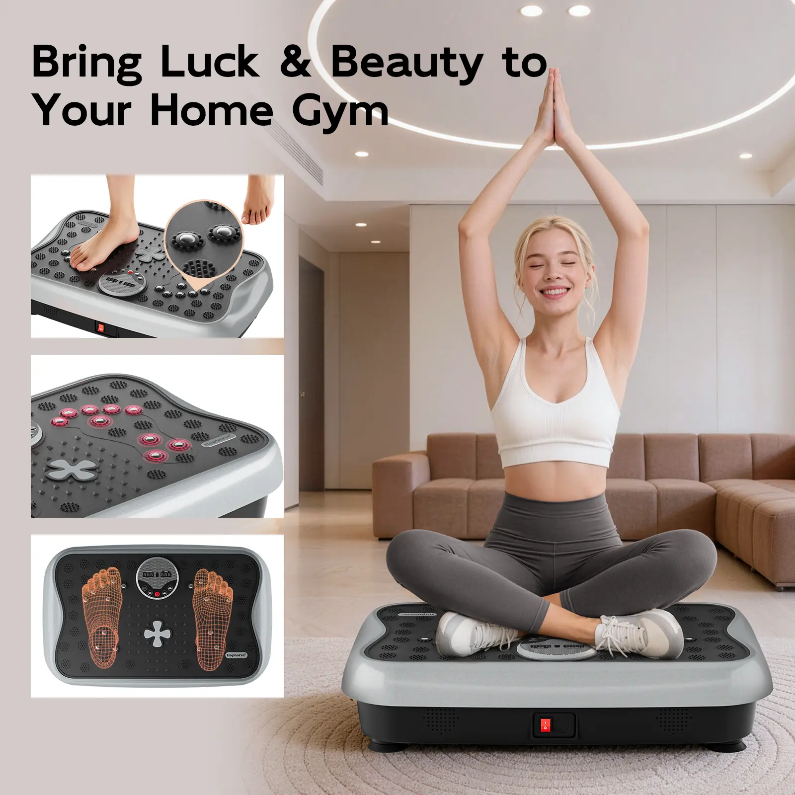 HopHorse Lucky Vibration Plate 300 lbs Heavy Duty Platform for Muscle Activation, Home Gym Equipment with 4 vibration plate exercise machine Speeds & Bands - Silent Tech, Full Body Workout Gift - TikTok Shop HopHorse Lucky Vibration Plate 300 lbs Heavy Duty Platform for Muscle Activation, Home Gym Equipment with 4 vibration plate exercise machine Speeds & Bands - Silent Tech, Full Body Workout Gift - TikTok Shop
