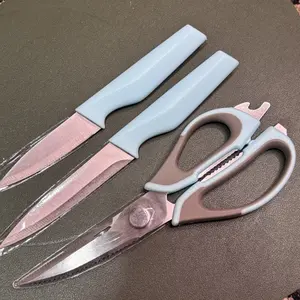 3-Piece Kitchen Shears &Utility Knives Set-Stainless Steel Scissors+Sharp Blades