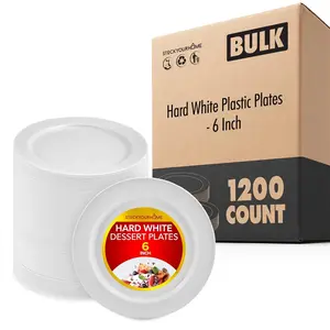 Hard White Plastic Plates - 6 Inch (1200 Pack)