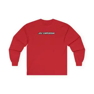 JDY Emporium Red Long Sleeve Tee, Boho Cotton Shirt, Mens Womens Unisex Top, Retro Vintage Style, Mexican Camisa Manga Larga, Hippie Festival