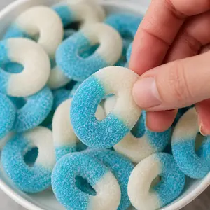 Blue Raspberry Rings Gummy Candy | 16 oz (1 LB) Bag of Gummies | Soft & Chewy | Bulk Candy