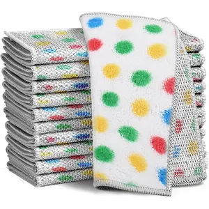 10 Pcs Non Scratch Wire Dishcloth,2025 New Upgrade Steel Wool Cleaning Cloths for Wet and Dry,Multipurpose Wire Dishwashing Rag,Metal Mesh Miracle Cleaning Cloths for Kitchen,Dishes,Sink