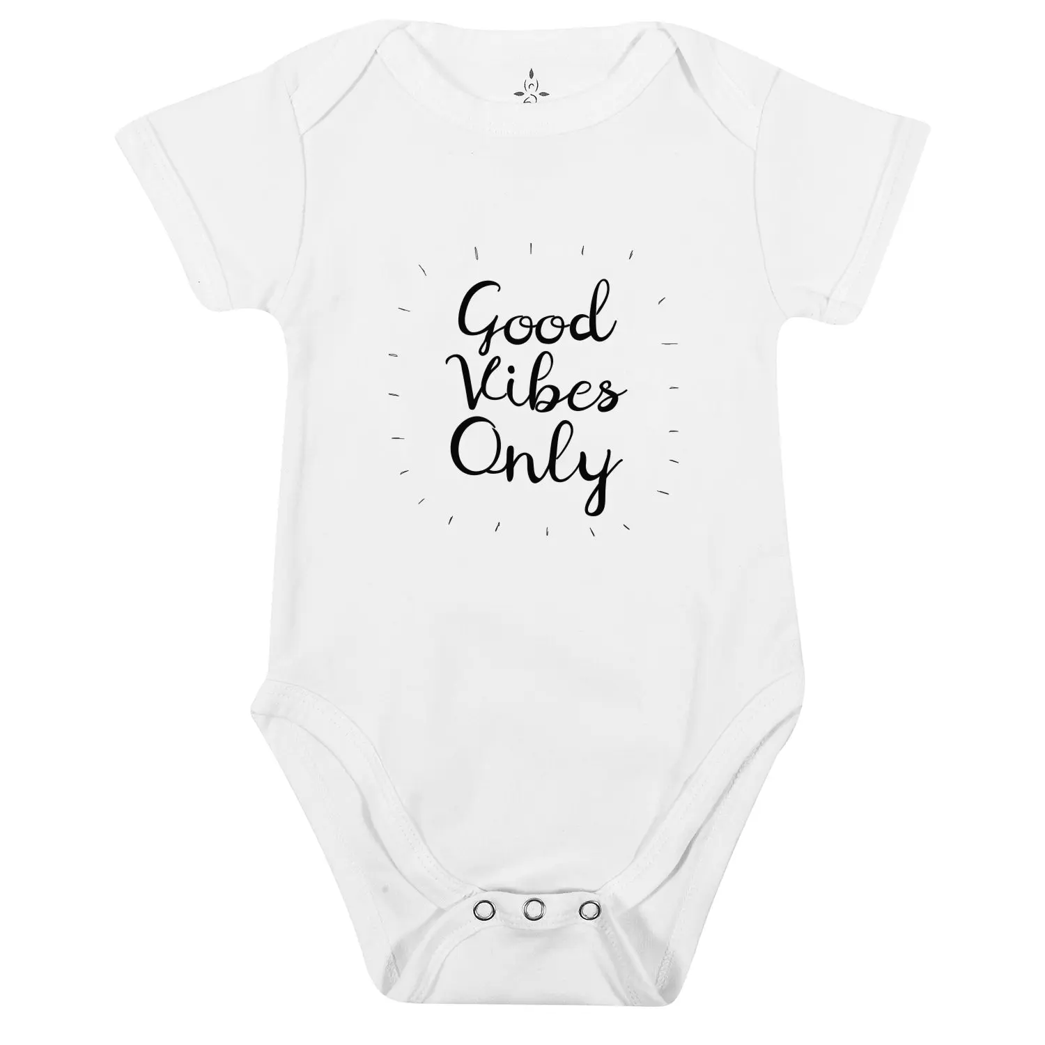TREELANCE Good Vibes Only White Organic Cotton Baby Onesie - Unisex Design for Boys and Girls, 3, 6 and 12 Months - Soft