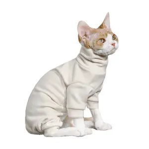 Cat Bodysuit Warm Belly Warmer Anti-Shedding Full Body Cat Base Layer with Legs Pet Cat Clothes pet  pullover