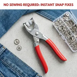 200Pcs/Set Metal Snaps Buttons with Fastener Plier,Press Tool Kit Perfect for DIY Crafts Clothes Hats and Sewing,Snap Button Fasteners Kit for Clothing Sewing,Christmas Party Gifts,Hand Tools Kits
