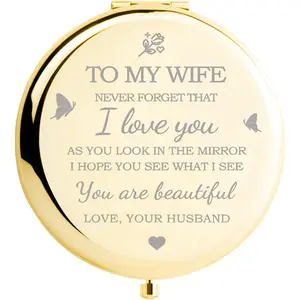 Gifts for Wife I Love You Wife Gold Compact Mirror