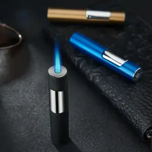 2pcs Heavy-Duty (Butane-free)Windproof Butane Lighter, Outdoor  High Flame Lighter, Portable Cylindrical Pressure Lighter, Refillable Portable Adjustable Torch, Very Suitable for Camping, Barbecue, Cooking, Welding, Cooking, Barbecue (gas Not Included)
