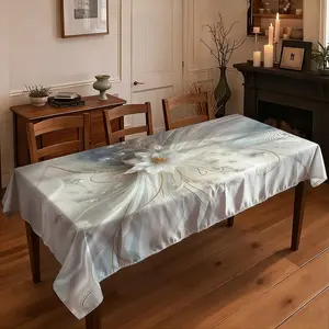 1 piece of 2D flat printed tablecloth  Luxury Pearl Floral Print Tablecloth Smooth Drape Table Cover for Home Dining Room Banquet Atmosphere Decor