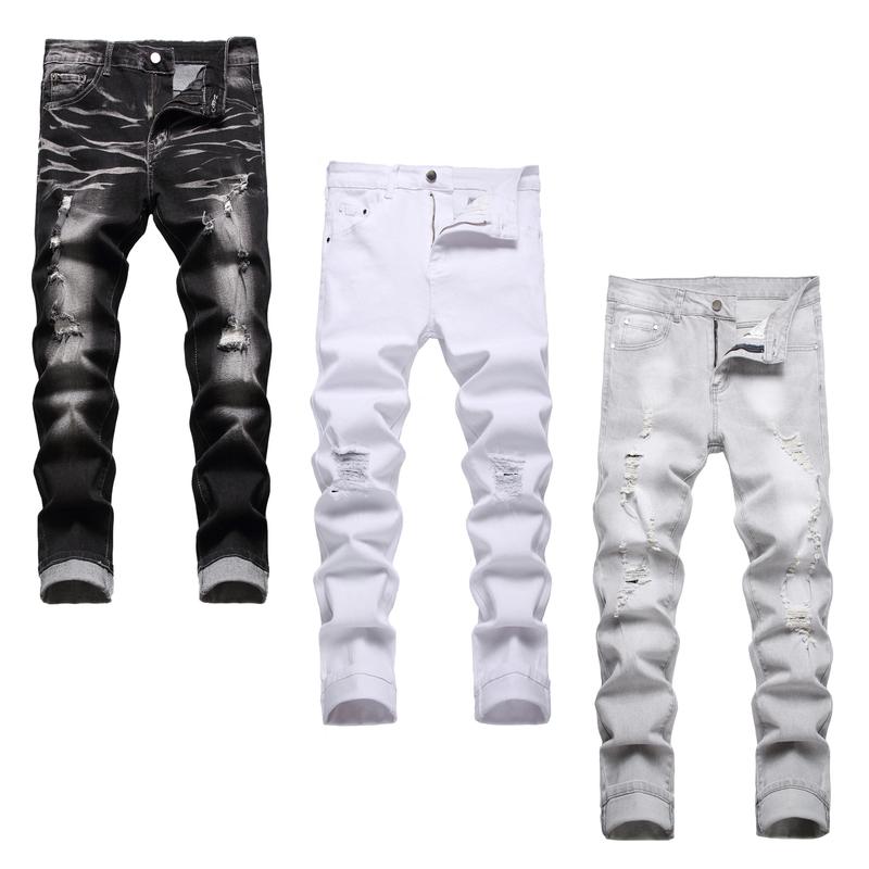 JUNBAOSS Men's 1-3 Pack Slim Fit Stretch Jeans Ripped Skinny Jeans for Men, Distressed Straight Leg Fashion Casual Popular Chic Comfort Flex Waist Denim Pants, Menswear Classic Street Style Cotton Fabric Jean Natural Hipster Personalized Stylish Jeans