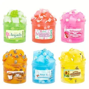 Jelly Cube Crunchy Crystal Slime Set, 2.37oz Clear Sticky Slime, DIY Non-sticky Stretchy Sludge, Classroom Reward Slime, Party Favors, Scented Slime