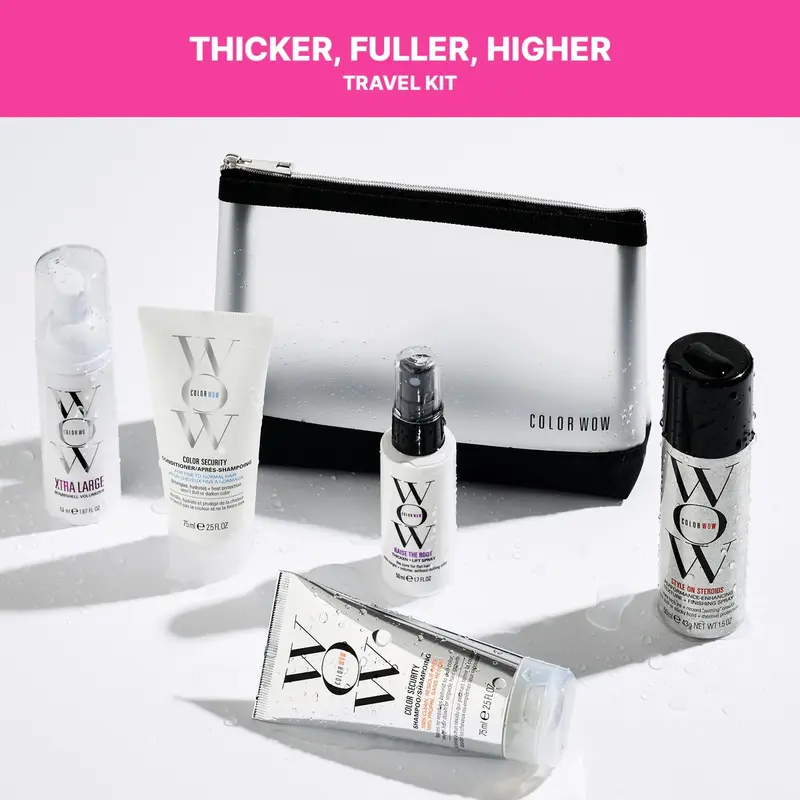 Color Wow Thicker, Fuller, Higher Hair Travel Kit with FREE Bag