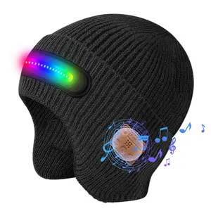 Bluetooth Music LED Beanie Hat, 7-Color Light Up Knit Cap, Rechargeable & Washable, Warm Winter Headwear for Outdoor"