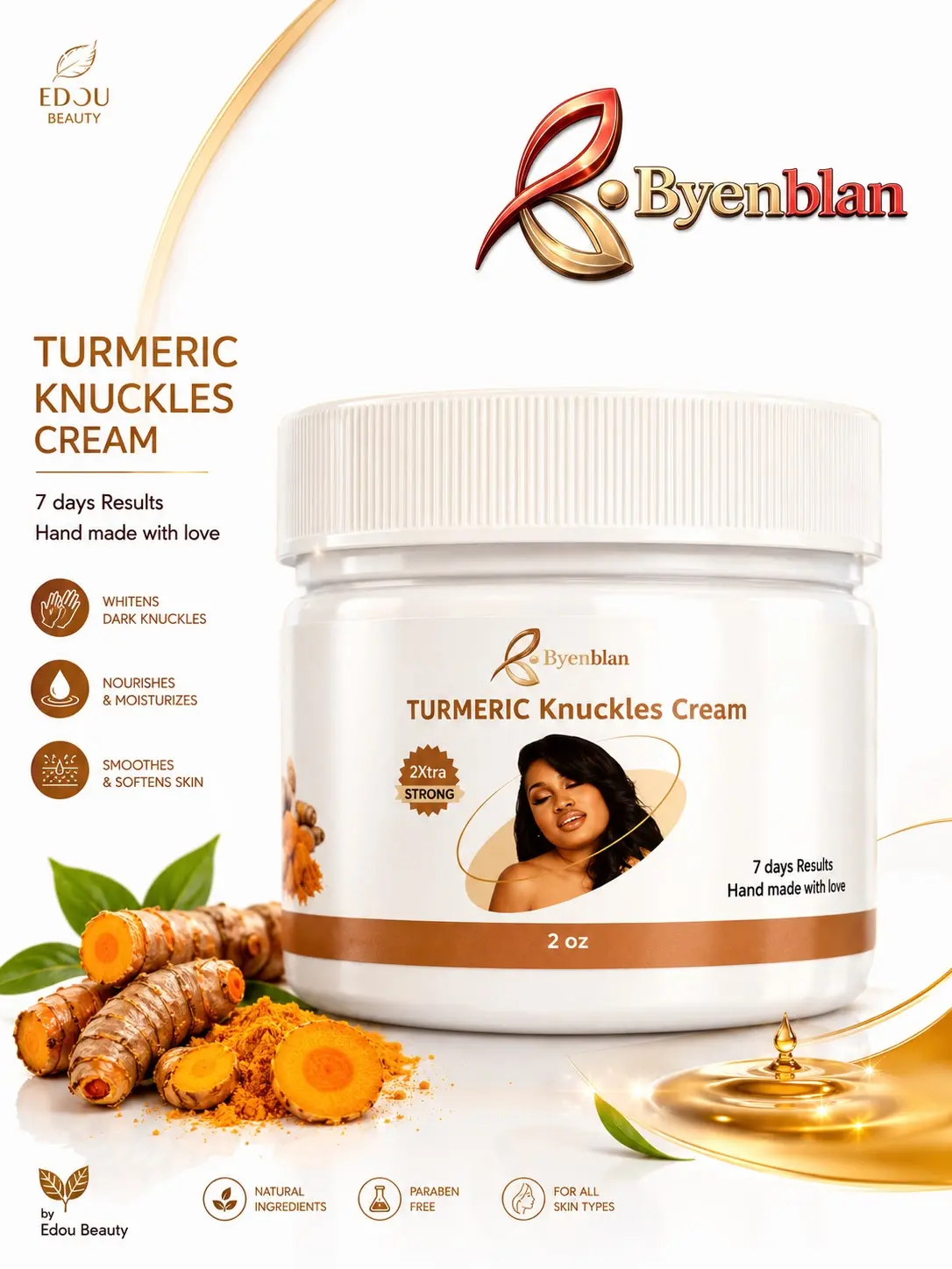 Edou Beauty ByenBlan Turmeric Knuckles Cream - 2 Oz Body Moisturizer for Targeted Skin Care
