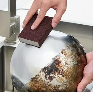 Descaling Sponge - Heavy Duty Pot Scrubber with Brown & Black Surface - Powerful Stain, Rust, Lime, Grease Removal - Non-Scratch Safe for Cookware, Pots, Pans, Toilets, Bathtubs Cleaning