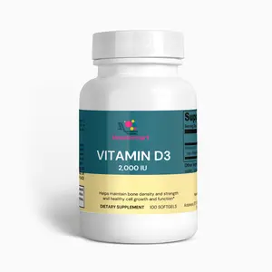 Vitamin D3 2,000 IU Healthcare Supplement - Dietary Supplement for Bone Health & Muscle Functioning - Made in USA - 100 Softgels - Edible Fitness Capsule