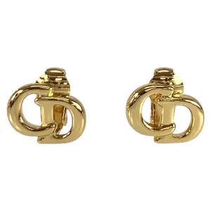 Pre-owned Dior Gold-plated Small Leather Goods Christian CD Logo Earrings