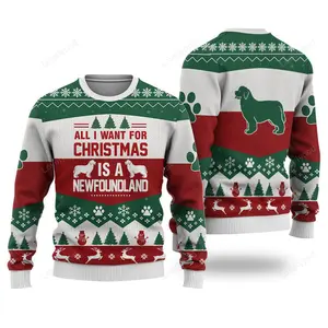 Newfoundland Dog All I Want For Christmas Ugly Sweater, Christmas sweatshirt, Xmas gifts