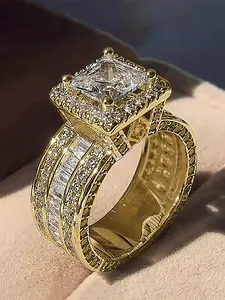 Elegant Artificial Zircon Decorated Ring, Cubic Zirconia Rings, Fashion Accessories for Women, Trendy All-match & Exquisite Jewelry for Birthday Gift