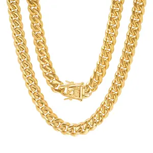 Steeltime XXL Stainless Steel Miami Cuban Link Luxe Lock Necklace