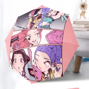 KPop Demon Hunters 52 anime pattern printed new umbrella, 1 self-folding umbrella, portable foldable travel umbrella, outdoor umbrella, windproof folding umbrella, Christmas birthday festival gift