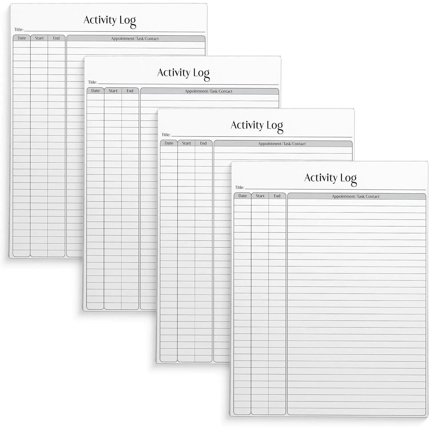 Activity Log Notepad, 8.5" x 11", Planning Note Pad, 50 Sheets, Daily Time  Productivity Checklist Organizer,(4 Pack)
