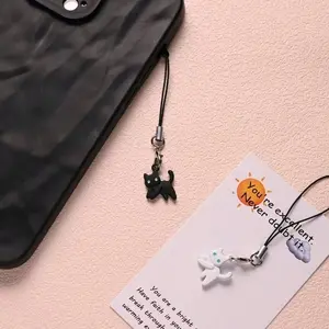 Cute Cat Cell Phone Charm, Walking Kitty Keychain, Creative Couple Accessory, Universal Smartphone Pendant, Style Mobile Chain