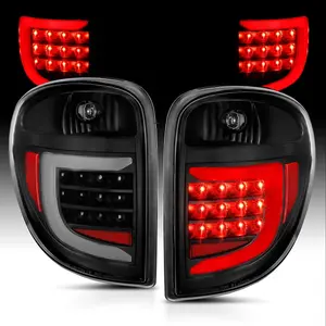 AmeriLite C-Type LED Tube Black Replacement Tail Light Assembly for 2004-2007 Dodge Grand Caravan for Chrysler Town & Country - Driver and Passenger Side