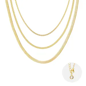 Tewiky Gold-Plated Three-Layer Necklace O Chain Cuban Chain Snake Chain Elegant Design Versatile for Various Occasions Perfect Valentine's Day Gift