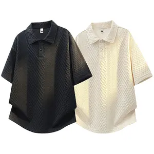 Summer 3D diamond jacquard casual Polo shirt for men — solid color, breathable loose fit, relaxed style, fashion turn-down collar, short sleeves #SummerWins