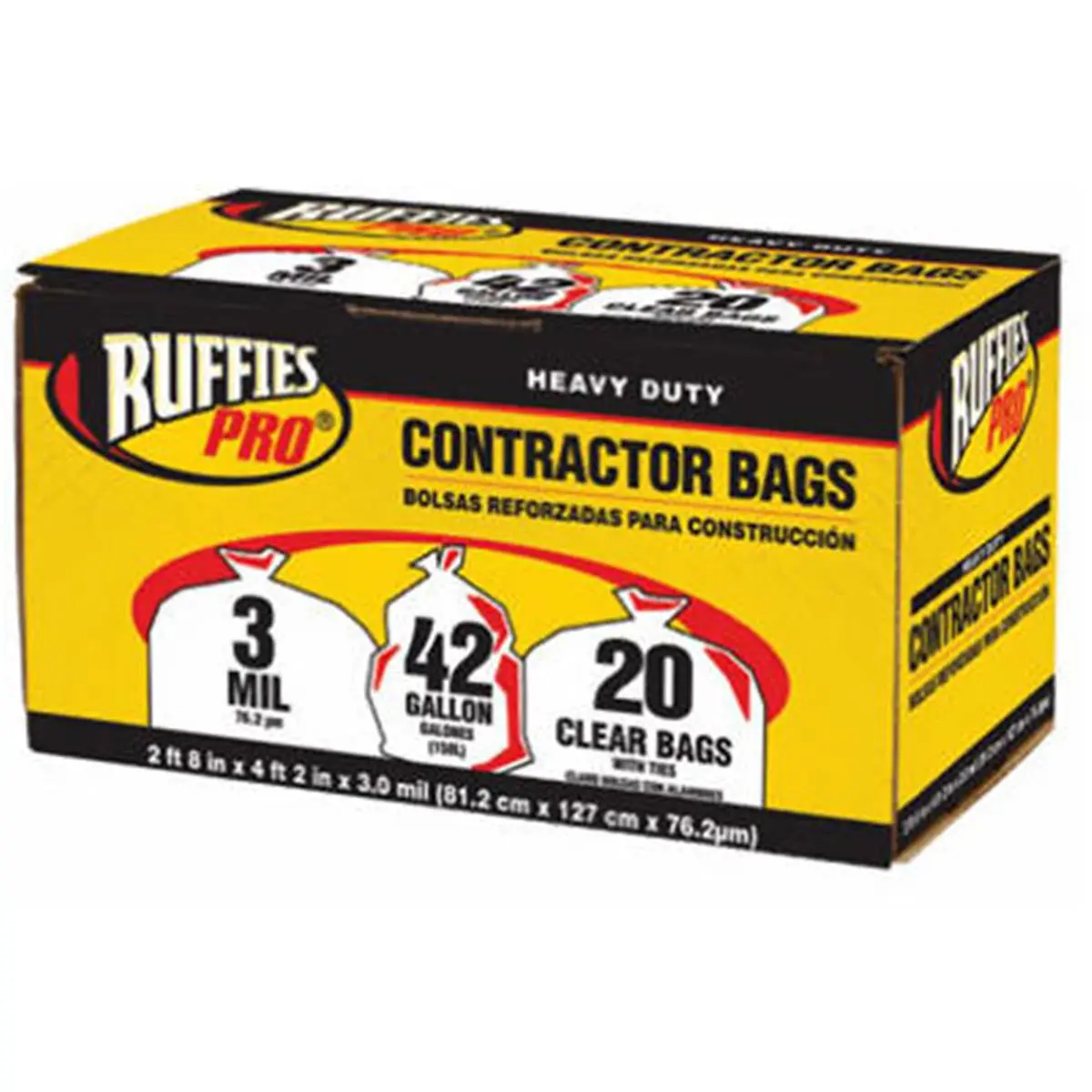 212 MAIN Strong Durable Trash Bags - 3-Mil Thick, 20-Pack, 42-Gal Contractor Bags for Construction Use (Berry Plastics 1190273), Durable Trash Bag