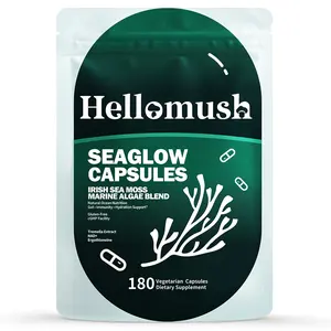 Hellomush Organic Sea Moss Capsules Supplement with Reishi and Tremella 10:1 Extract - Wild Harvested Sea Moss Pills for Women & Men - Immune Support - 180 Capsules 90 Servings