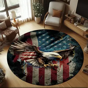 Eagle Flag Display Stylish and creative printed round rug, hallway/balcony rug, bathroom/entrance doormat, home décor, living room/bedside rug, Halloween/Christmas/birthday gift.