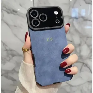 Personalized iPhone 17 Case with Initials – Luxury PU Leather Shockproof Cover, Slim Design, iPhone Case Compatible with iPhone 15 16 14 17 Pro Max 13 12 11 XR AIR XS Plus Cute Soft Silicone Drop Protection Rugged and Durable gift for her